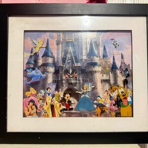 Disney Castle Art with Blue and Yellow Accents